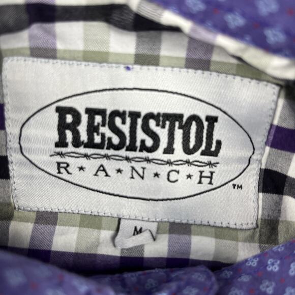 Resistol Shirt Mens M Blue Geometric Square Button Western Cowboy Rodeo‎ Vintage - Picture 5 of 14